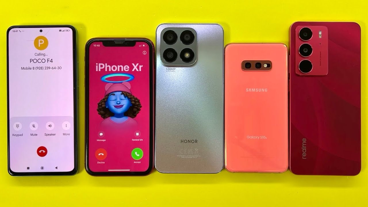 POCO F4 calling Realme C75, Samsung S10, iPhone Xr, HONOR X8 Incoming Call & Timer 