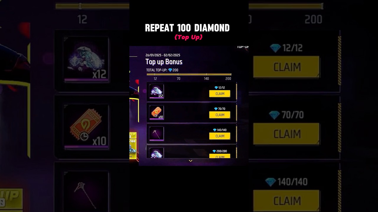 Claim Top Up Bonus 💥 200 Diamond Top Up 🔥#shorts#freefire