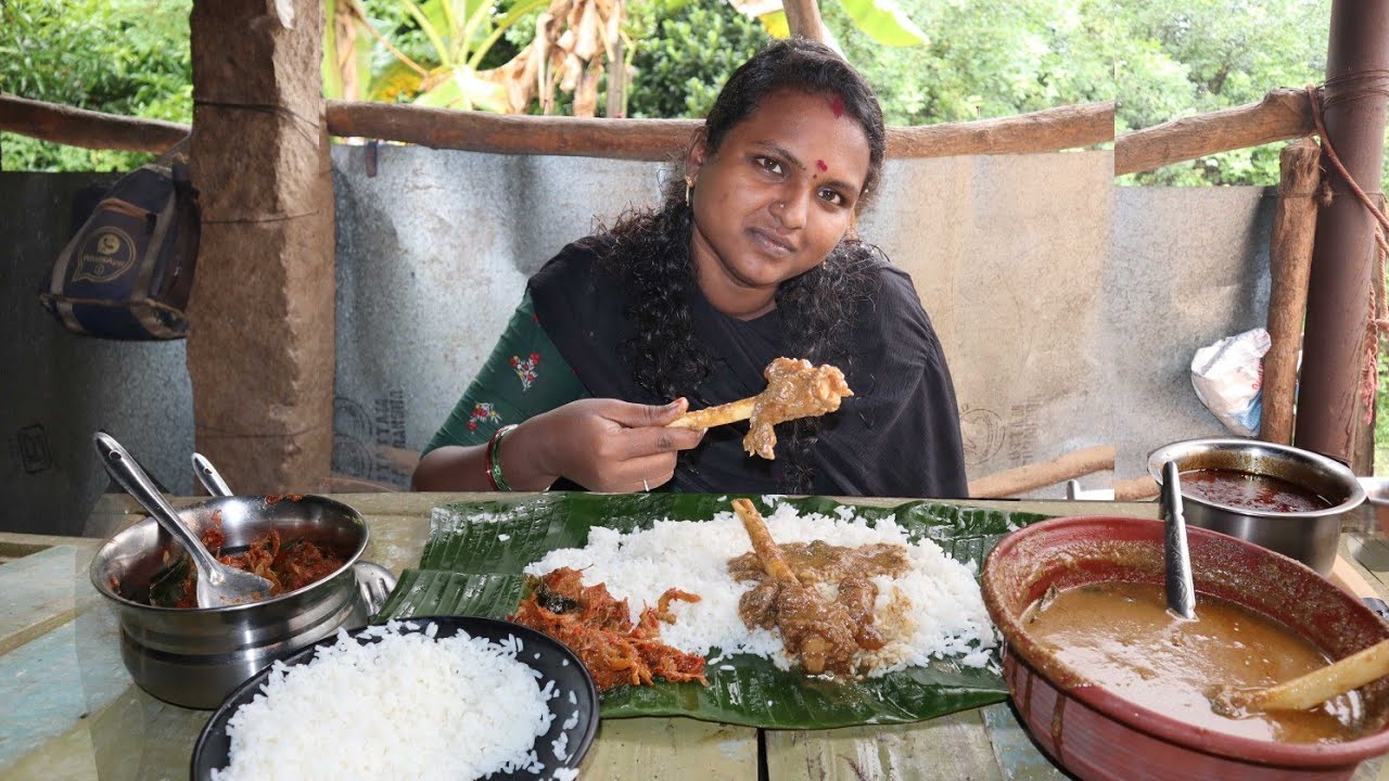 அட மழையில் சுட சுட ஆடு நல்லி எலும்பு கறி விருந்து