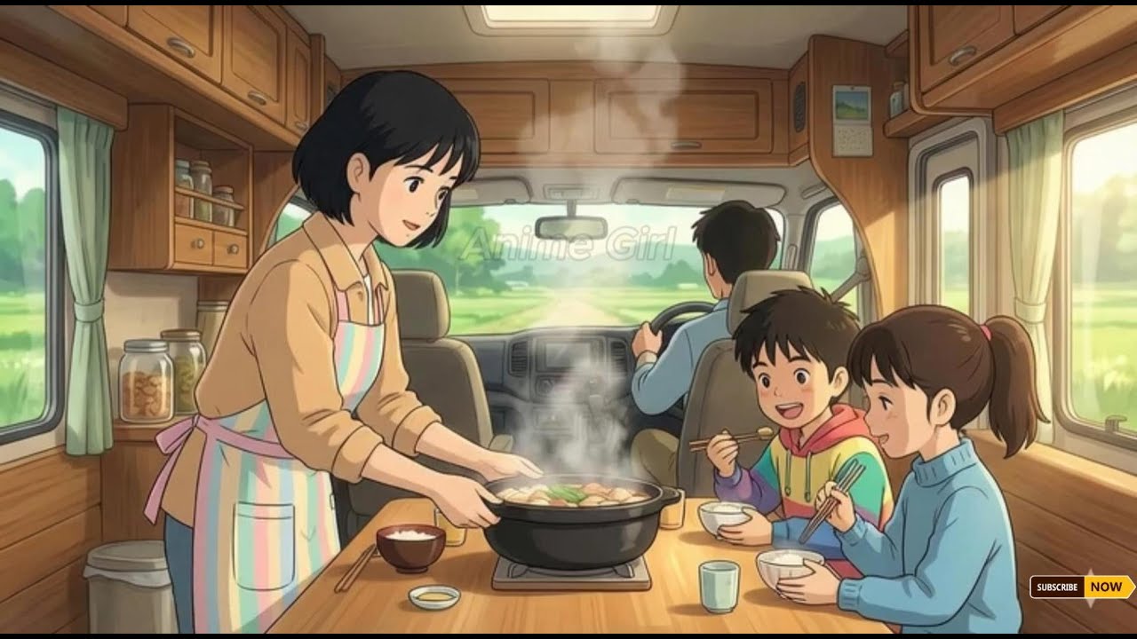 A Rainy Day Road Trip Living in Our Cozy Mobile Home | Ghibli - Style Video
