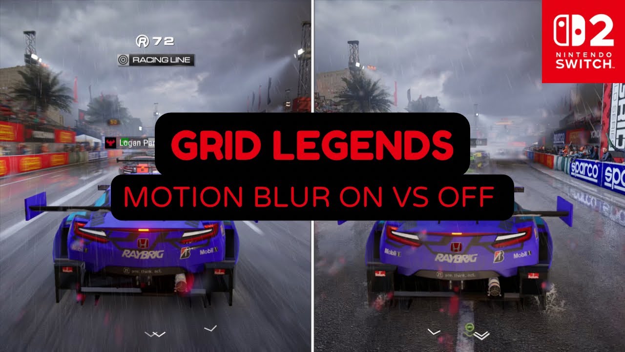 GRID Legends Switch 2 – Motion Blur ON vs OFF (Quality Mode Comparison)