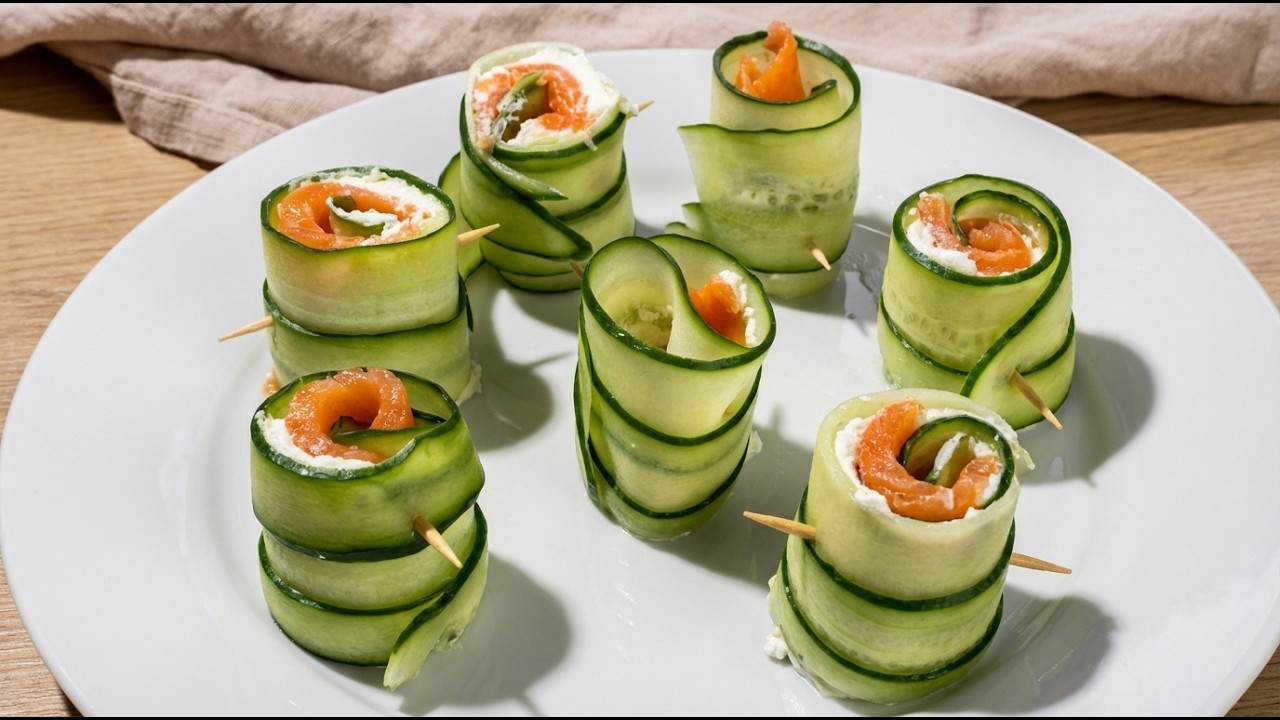 Salmon, Cream Cheese & Cucumber Rolls | Fresh No-Cook Appetizer
