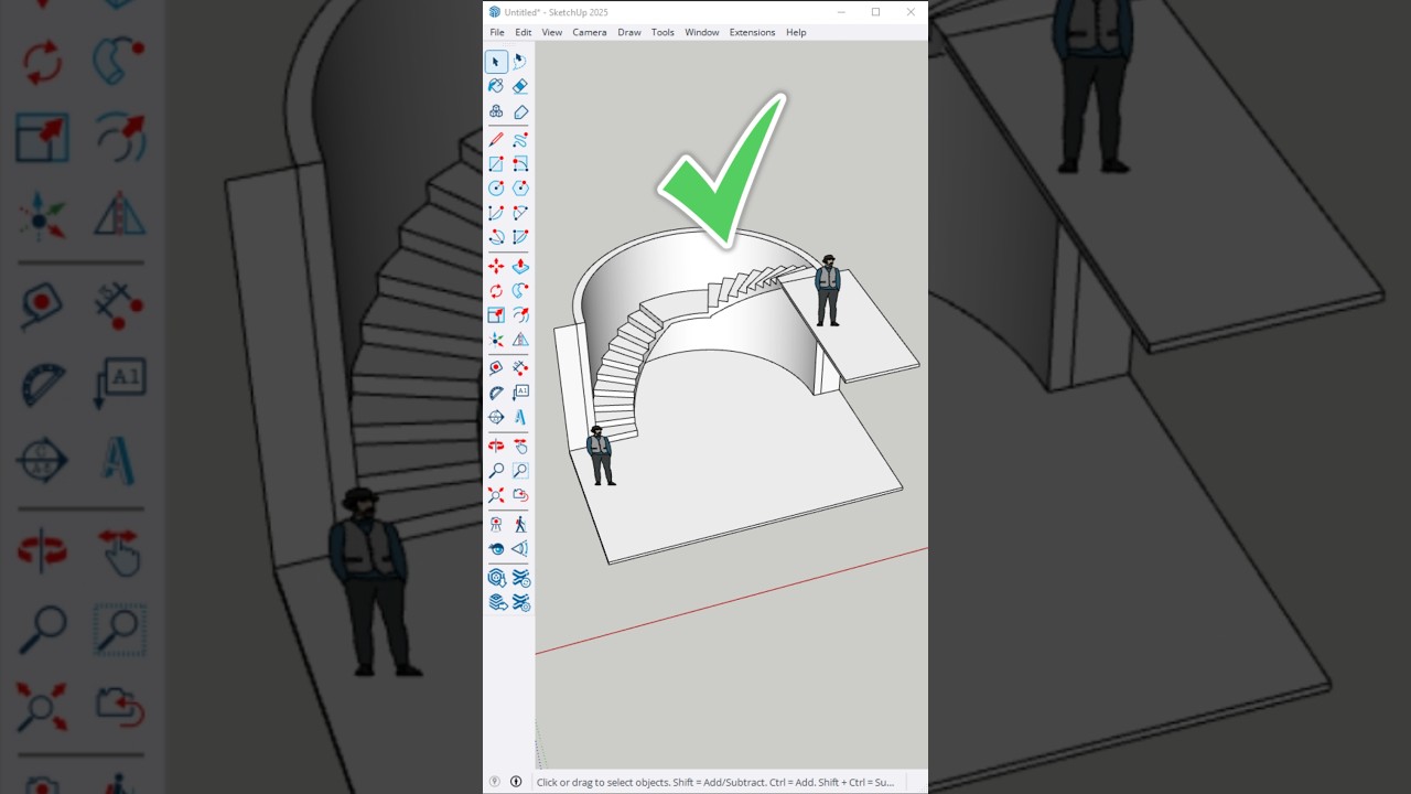 Learn to Model a 3D Modeling Staircase in SketchUp #sketchup #shorts