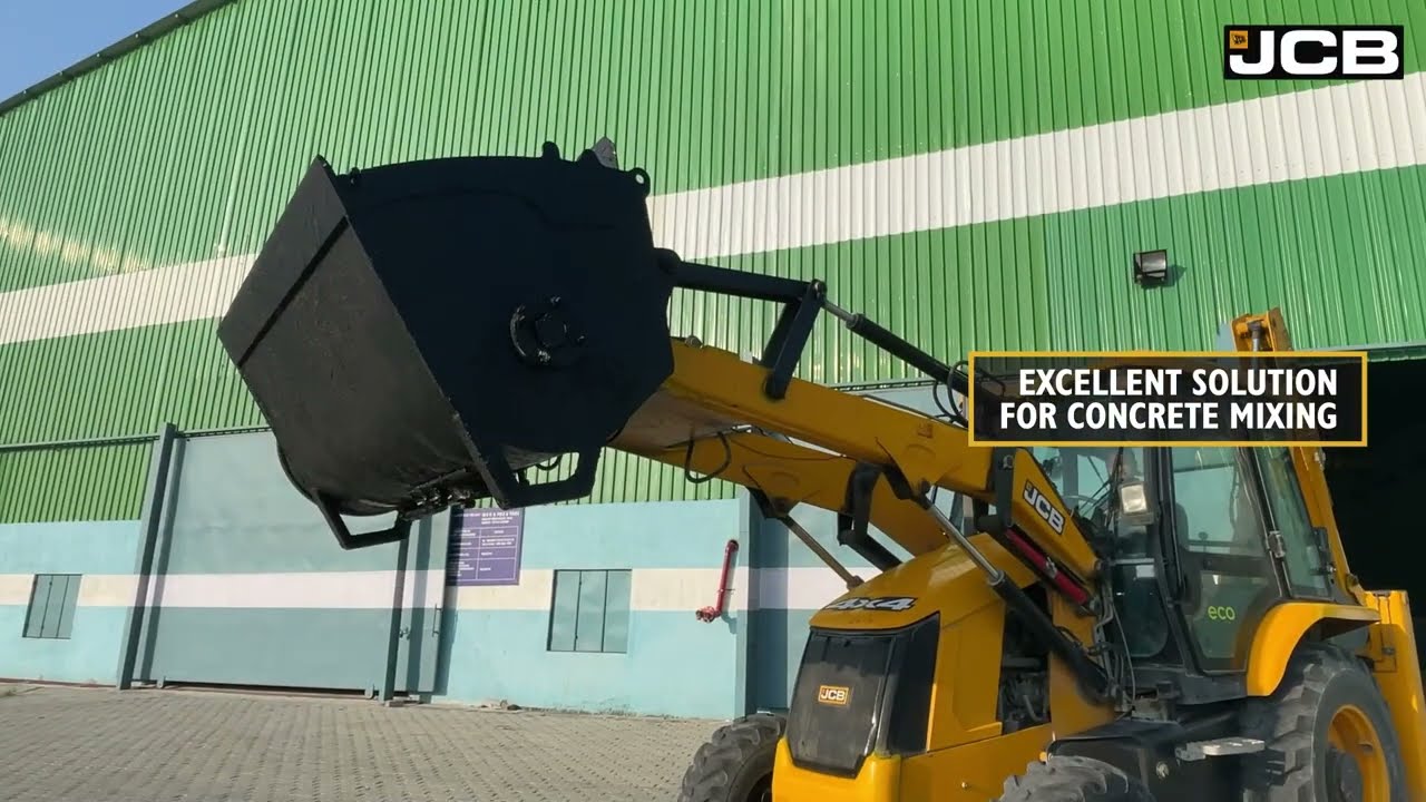 JCB Concrete Mixing Bucket with Backhoe Loader I Quick & Efficient Concrete Preparation