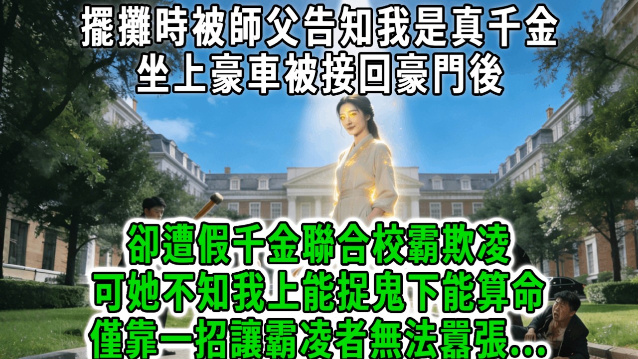 擺攤時被師父告知我是真千金，坐上豪車被接回豪門後，卻遭假千金聯合校霸欺凌，可她不知我上能捉鬼下能算命，僅靠一招讓霸凌者無法囂張，假千金看見後雙腿一軟傻了！#荷上清風 #爽文