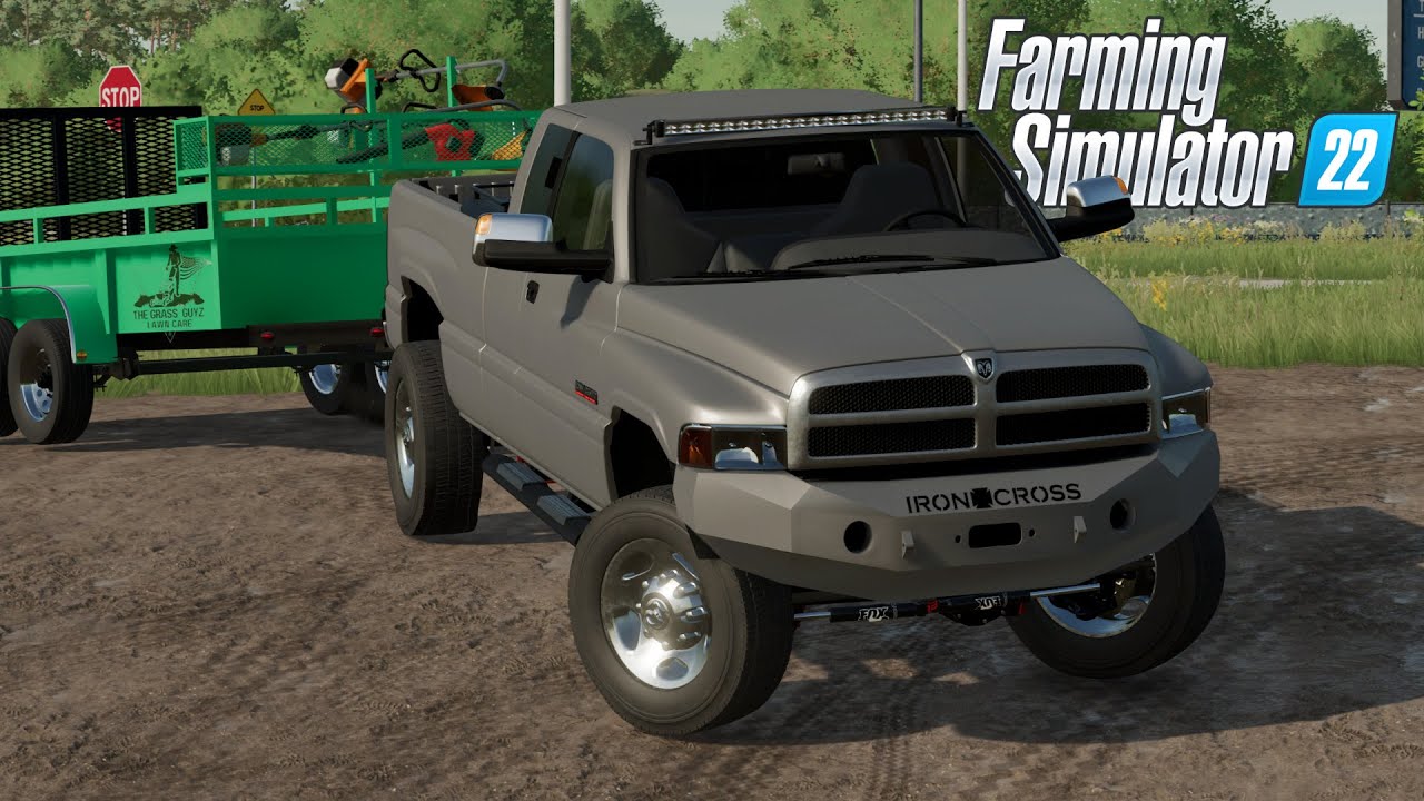 FS22 - 2002 Dodge RAM 3500 w/ 16ft trailer - Car Mod for Farming Simulator 2022 ROLEPLAY Download