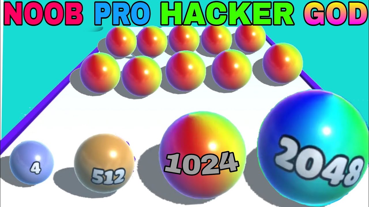 NOOB vs PRO vs HACKER vs GOD in Ball Merge 2048