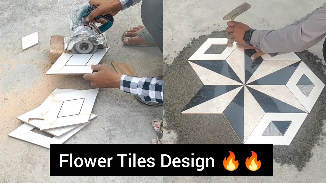 How to Make Flower Shape Tiles Design at Home Installation 🌸