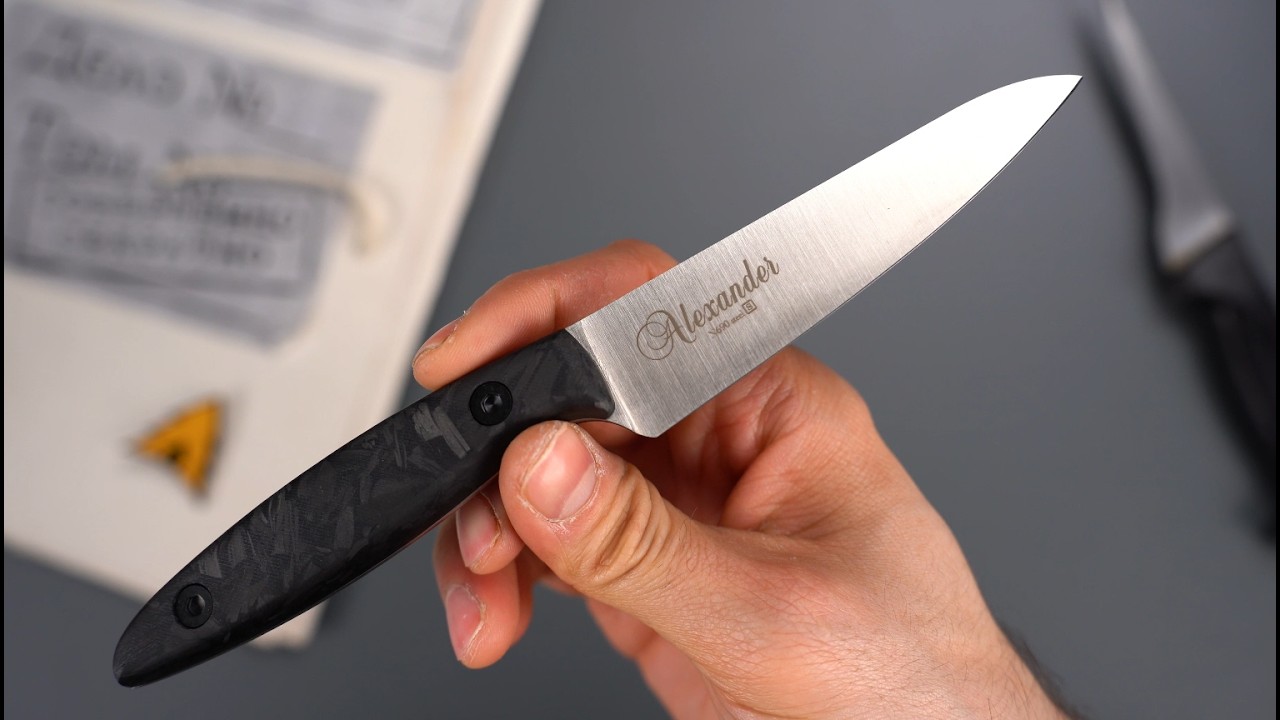 Нож кухонный Kizlyar Supreme Alexander Small satin сталь N690 рукоять Carbon Fiber