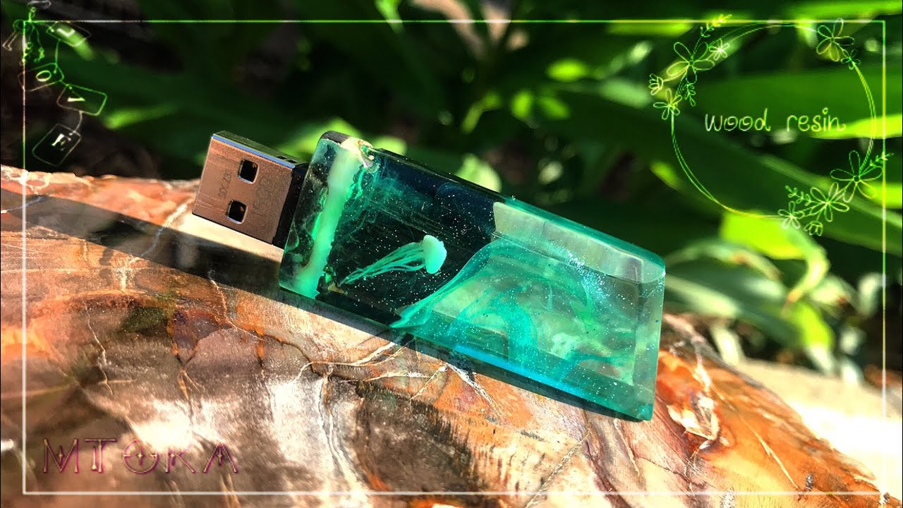 【Resin/ウッドレジン】 木とレジンでクラゲとオーロラのUSB /How to make USB with epoky resin and wood  【смола/DIY/레진】