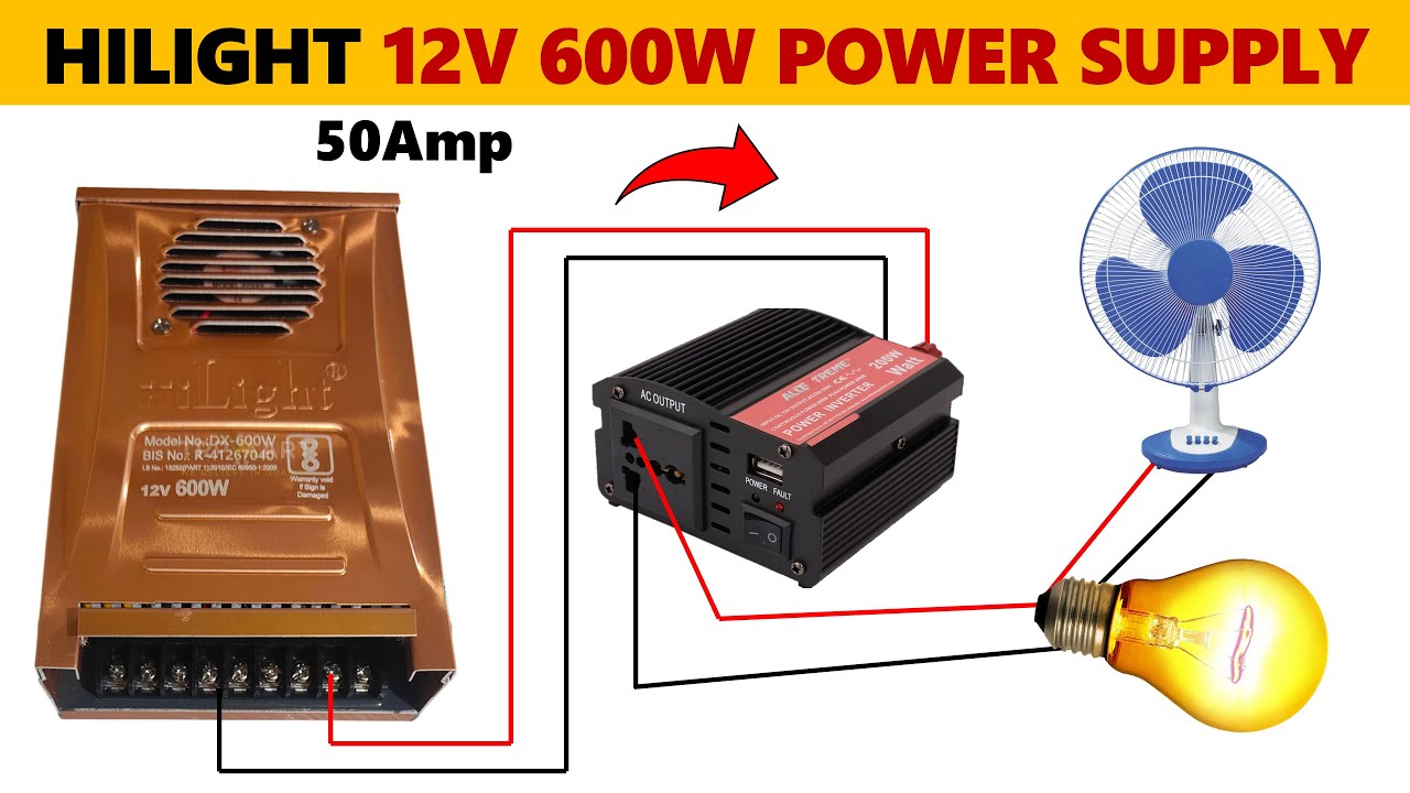 Hi-Light 12V 50A 600W SMPS Power Supply Unboxing & Testing - 600W Load Test - Gyan Unboxer TV