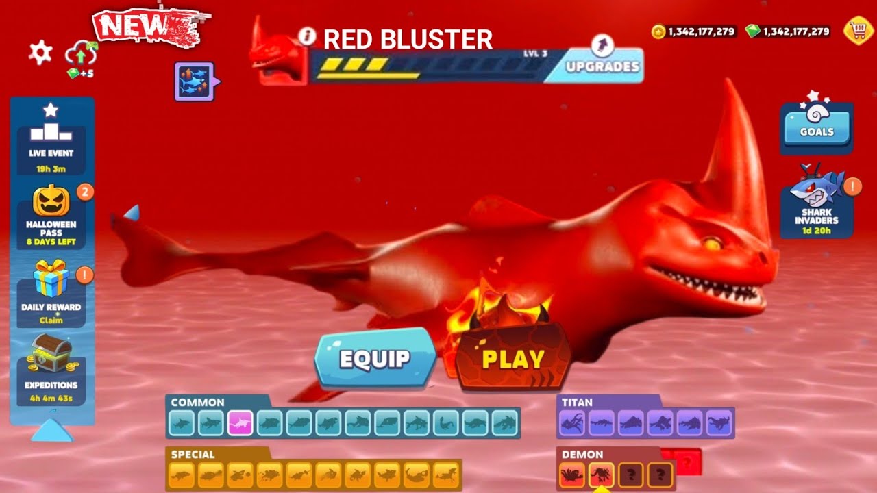 Shark Game - How To Unlock Red Bluster Shark In Hungry Shark Evolution