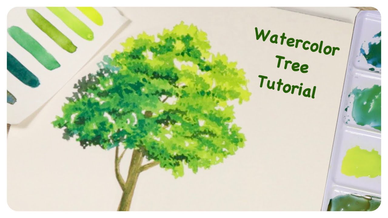 Easy Watercolor Tree Tutorial l วาดต้นไม้ด้วยสีน้ำง่าย ๆ l Yorudachan