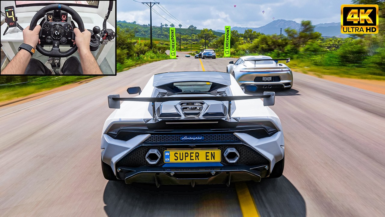 Lamborghini Huracan Tecnica VS Supercars - Forza Horizon 5 | Logitech G923 Steering Wheel