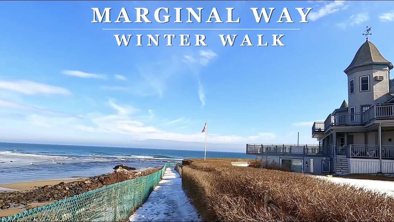[4K] Winter on Marginal Way - Ogunquit & Perkins Cove 4K Scenic Coastal Walking Tour with Binaural 🎧