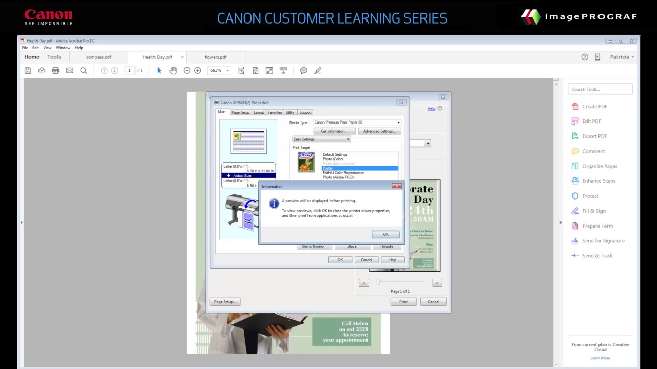 Printing a Poster from a PDF using the Canon imagePROGRAF