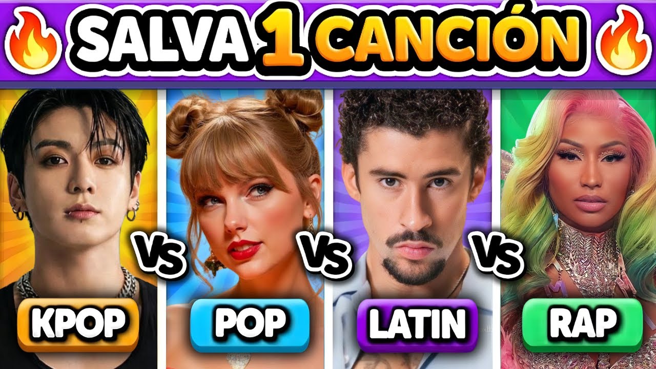 🎶 Salva UNA Canción 🔥 K-POP vs POP vs LATIN vs RAP 🤯 ¿Cuál SOBREVIVE? 🎧