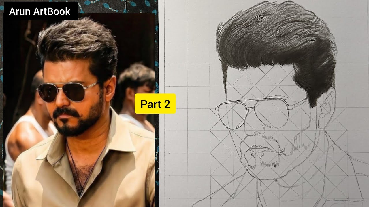 Jana Nayagan Thalapathy Vijay карандашный набросок / Рисунок волос / Arun ArtBook