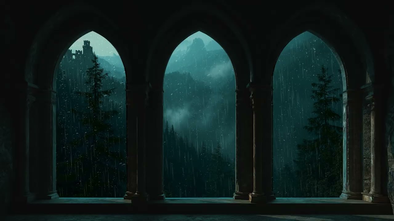 Rain & Thunder at a Medieval Castle Window: Cozy Reading Ambience for Relaxation