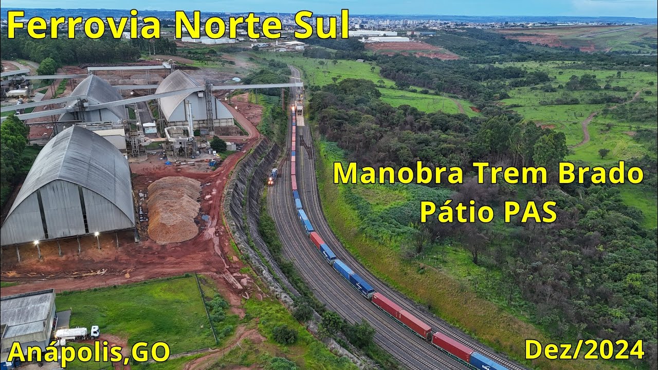 Manobras do Trem Brado no Pátio de Anápolis - Ferrovia Norte Sul - Locomotiva ES44ACi