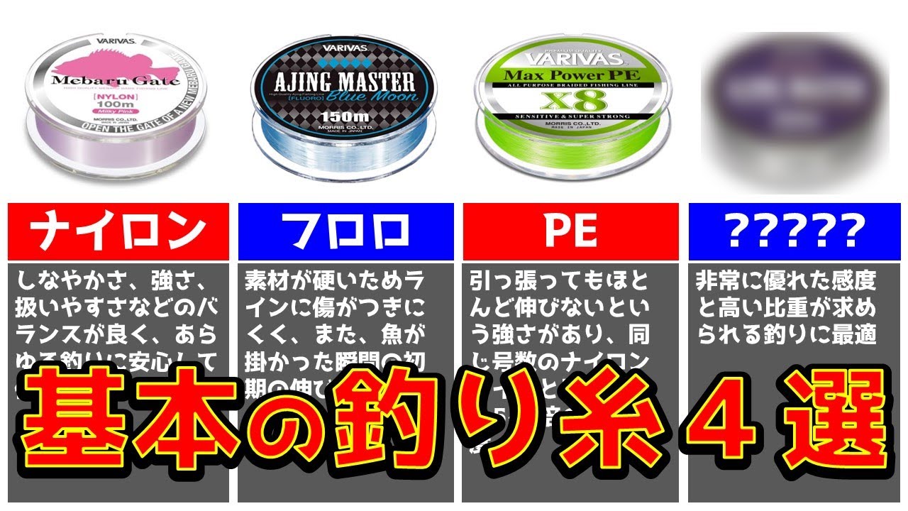 【釣り糸選びのポイント】ナイロン/フロロ/PE/エステル