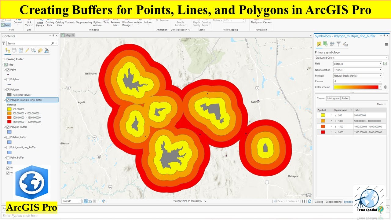 Создание буферов для точек, линий и полигонов в ArcGIS Pro