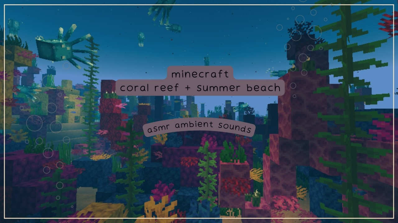 Minecraft ocean reef #ASMR 🌊 #ocean #waves & game music ambience | 2 hours #coralreef #minecraftasmr