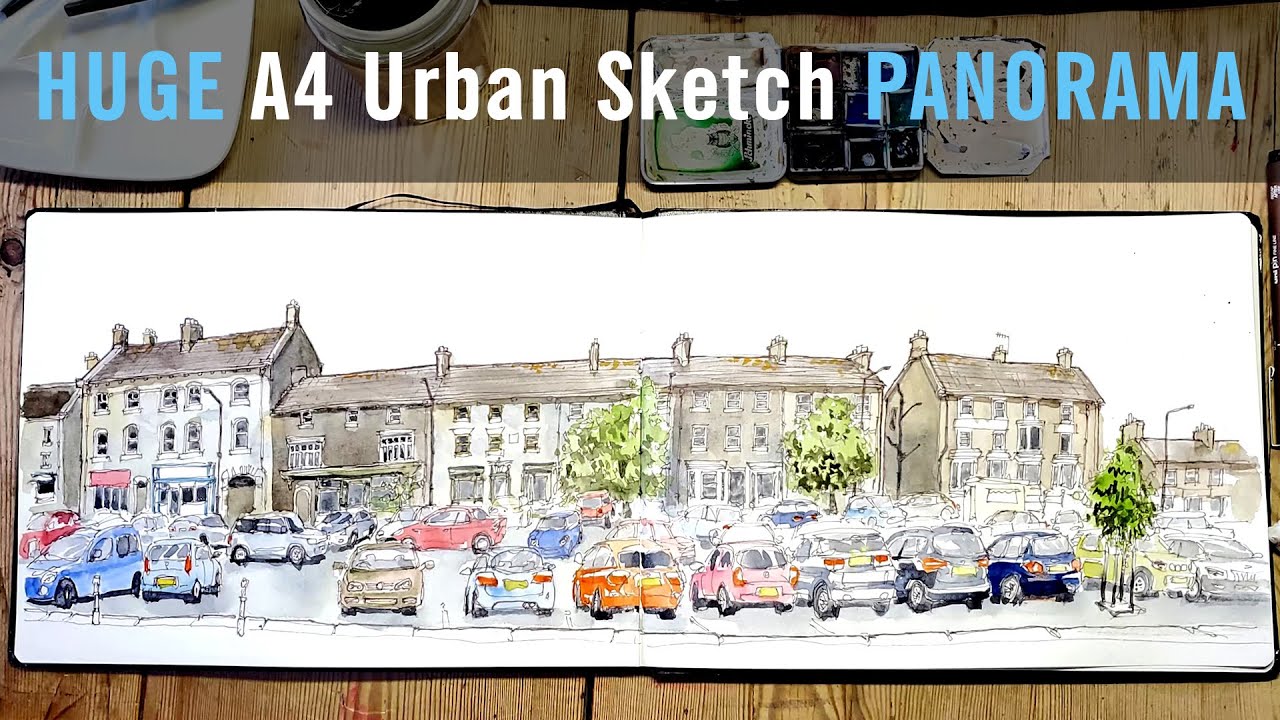 How to Draw a Massive Urban Sketching PANORAMA - BIG A3 SPREAD