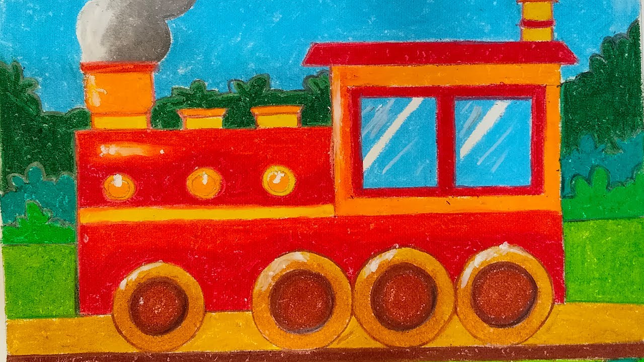 How to Draw Cool train art by oil pastel pencil sketch। Moly Art Academy
