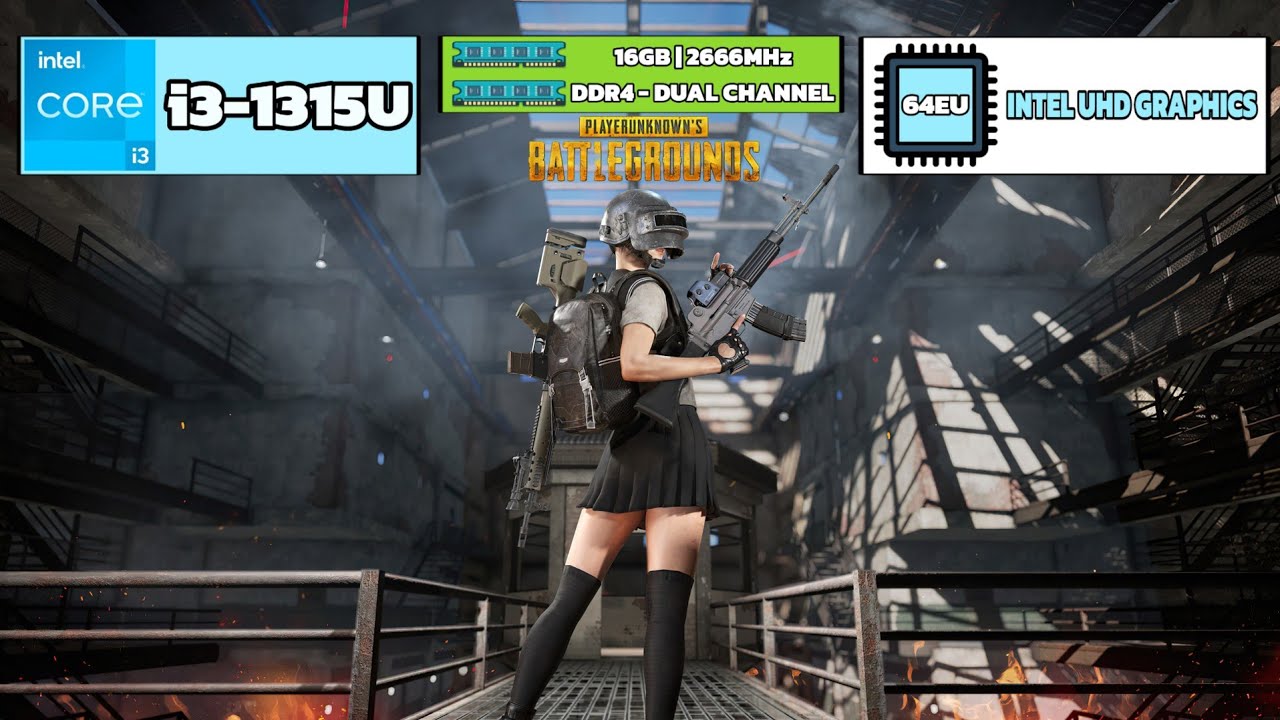 i3-1315U + Intel UHD Graphics - PUBG - Low Settings ,Fps Test