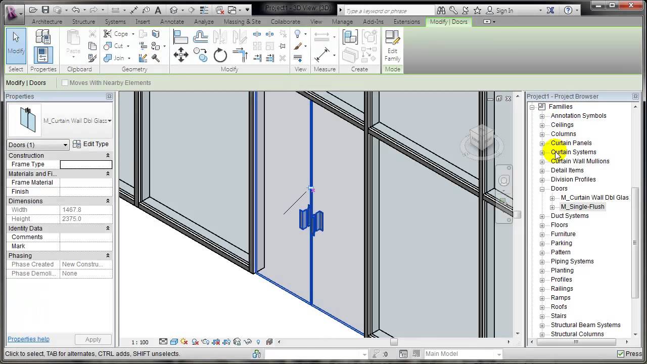REVIT: Placing a door in a curtain wall