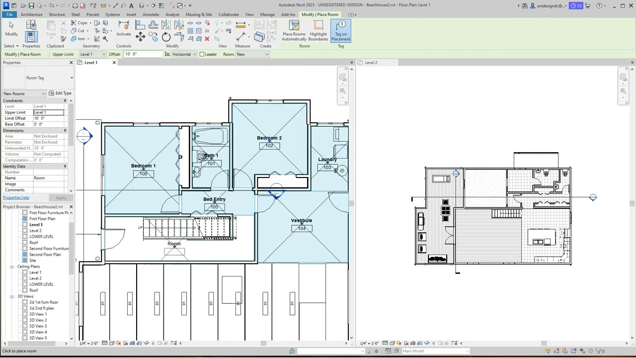 Revit Architecture 2 level house Room finish schedule
