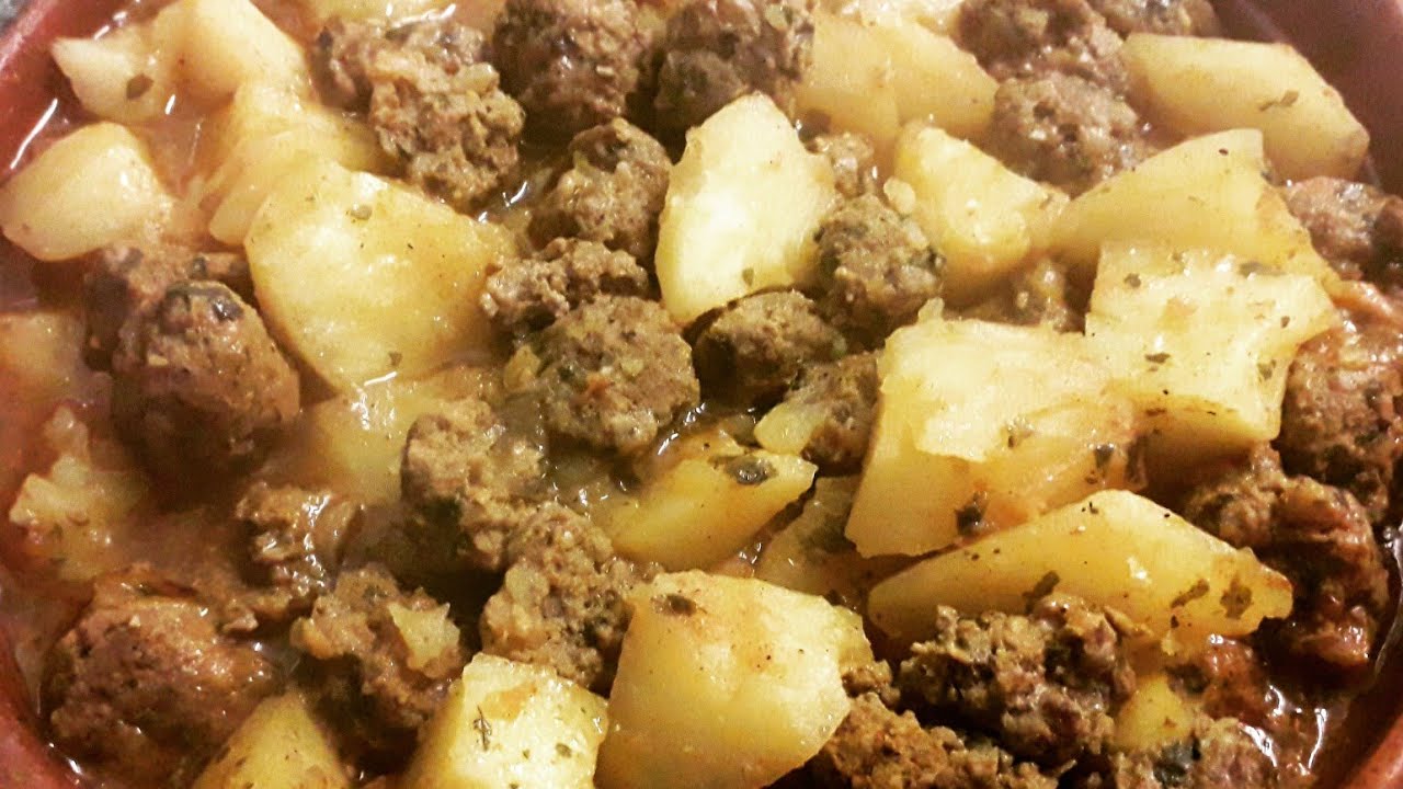 como hacer albóndigas con patatas en tallin / tallin de kefta con patatas