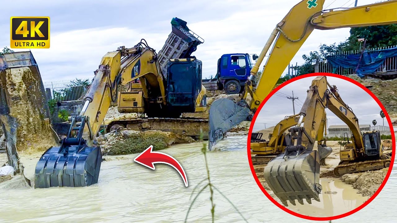 Excavator Try to dig the sand and pump the water | Sokna RC