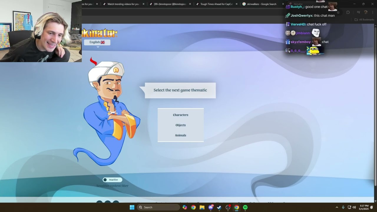 xQc играет в Акинатора