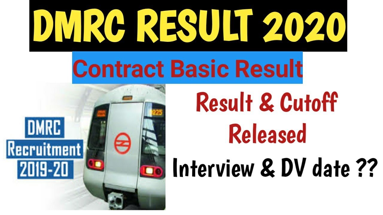 DMRC Result 2020/DMRC JE Result 2020/DMRC Contract Basic Result Release / Cutoff Low.
