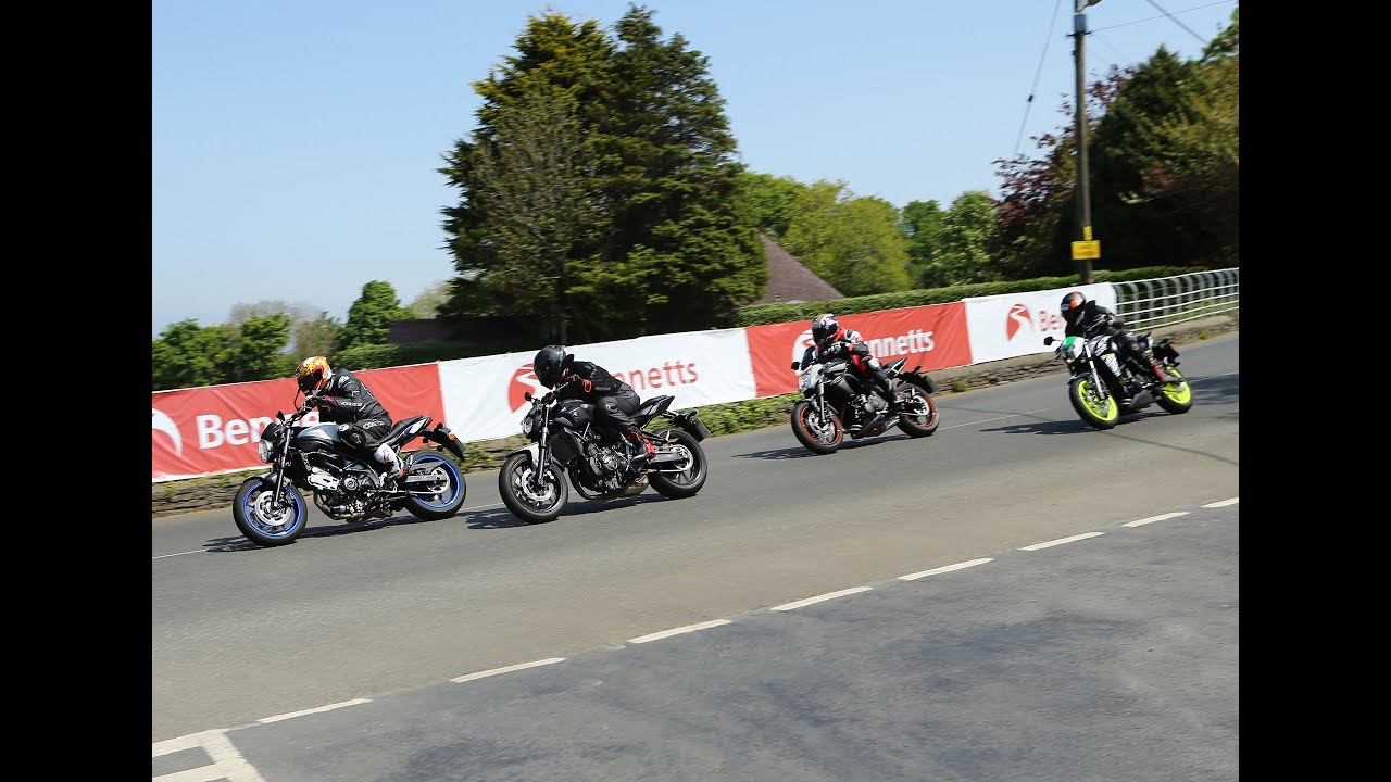 Suzuki SV650 v Yamaha MT-07 v Kawasaki ER6n v WK650i: Isle of Man TT Road Bike Test (2016)