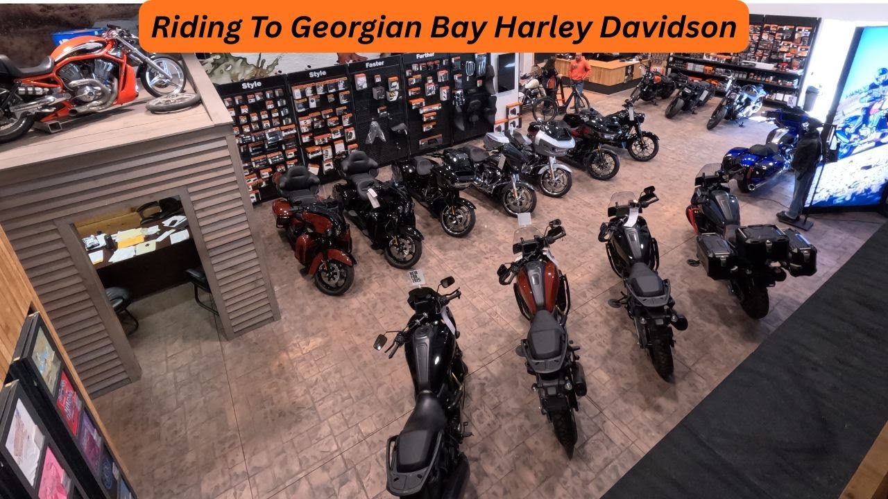 Riding to Georgian Bay Harley Davidson Dealership.