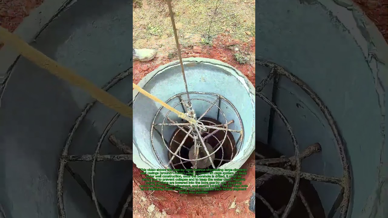 How Large-Diameter Water Wells Are Cased: Using a Custom Lift Cage for Borehole Casings