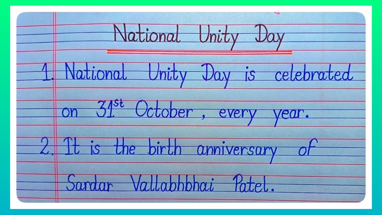 10 Line Essay On National Unity Day In English l Sardar Vallabhbhai Patel l राष्ट्रीय एकता दिवस l