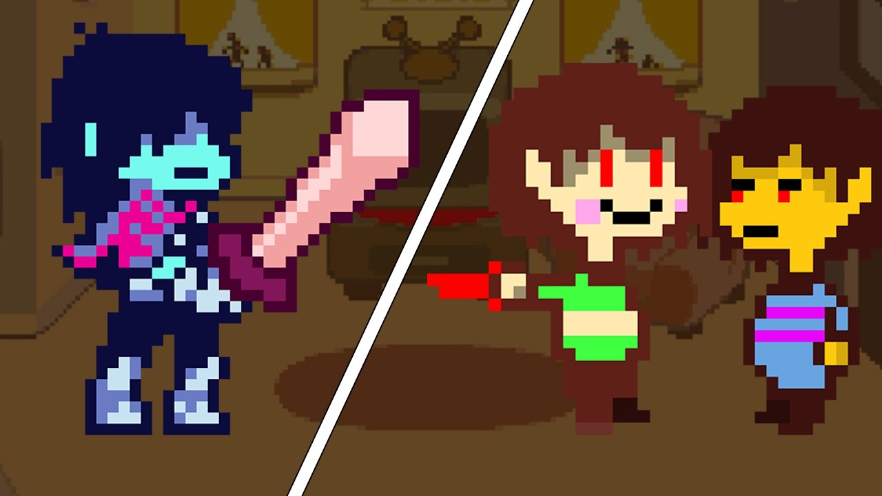 Deltarune, mas é Kris vs Frisk e Chara