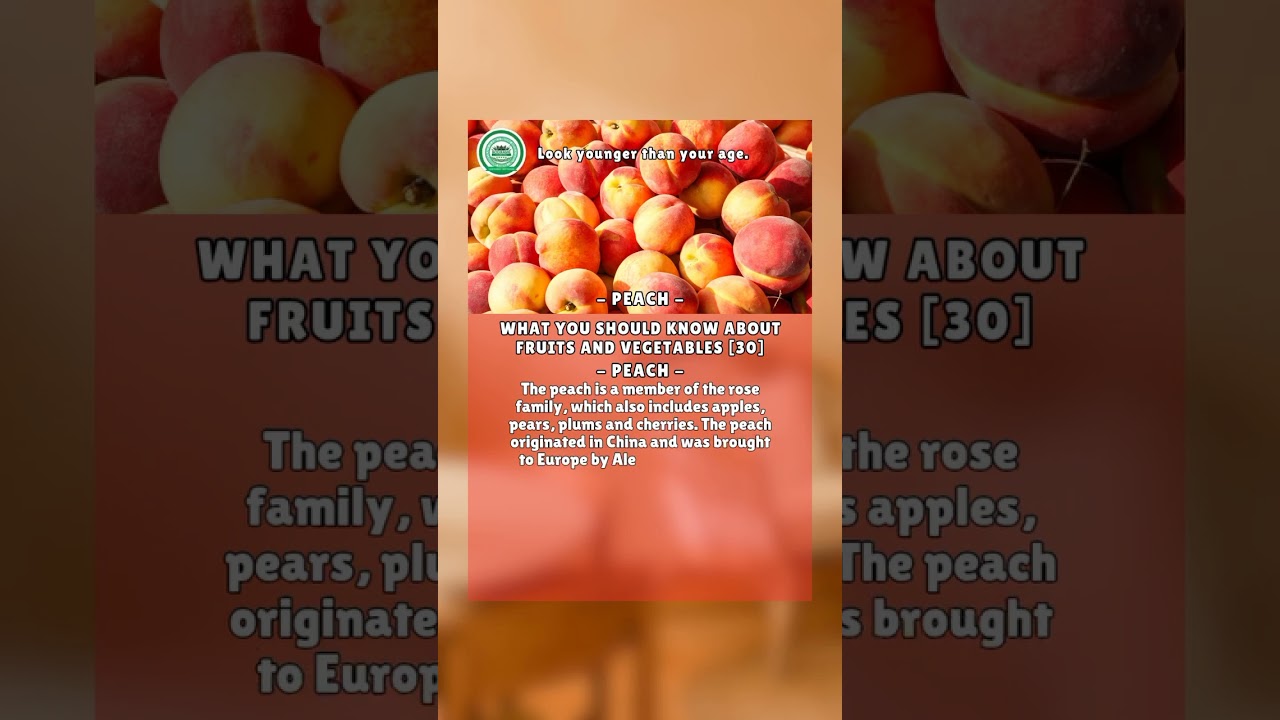 Peaches are high in Vitamin C, Vitamin A and Potassium. Fruits and vegetables Part 30. 
