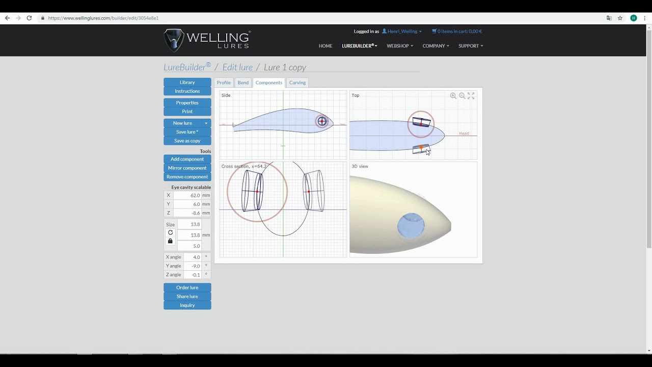 LureBuilder&reg; components tab