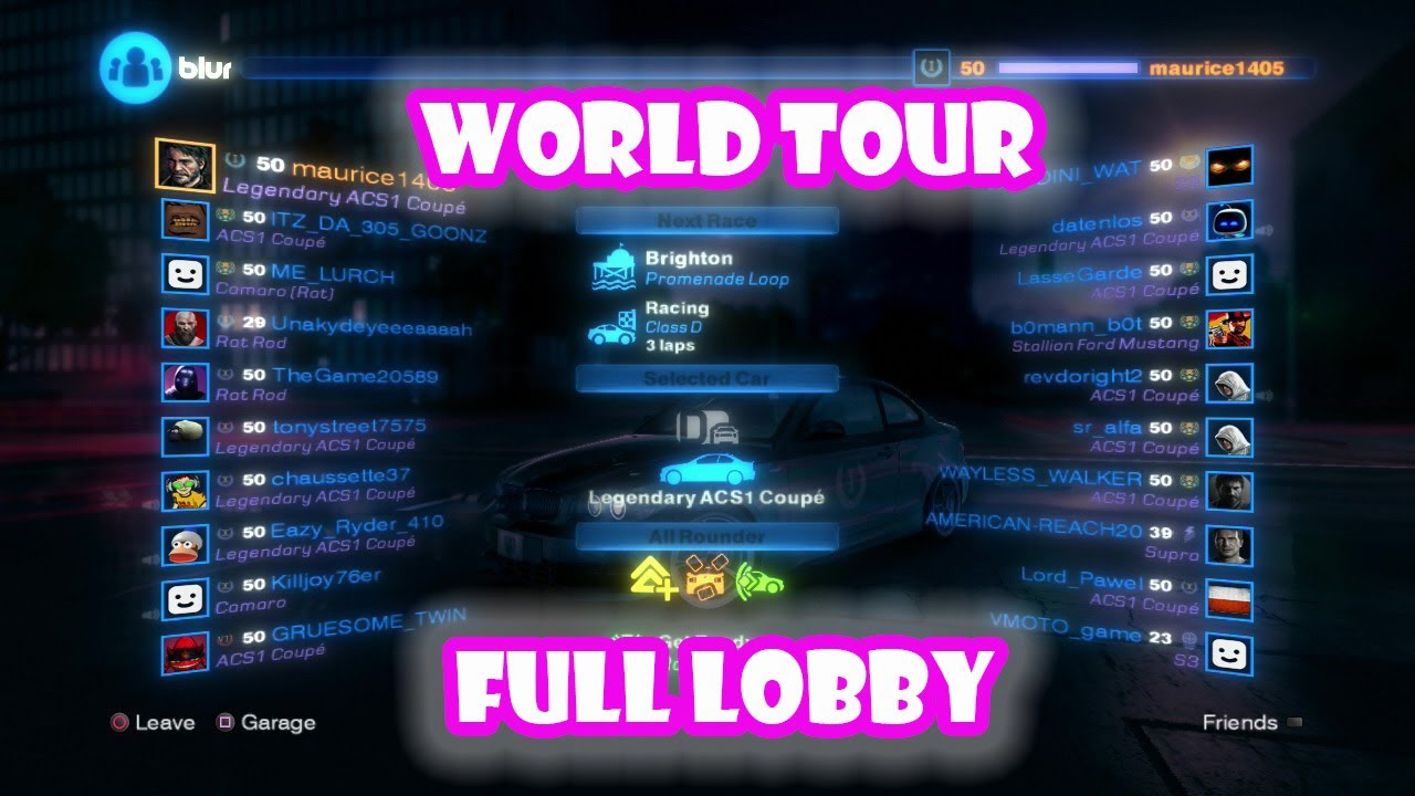 Blur PS3 - Awesome long session with friends on World Tour 😎 (33 matches) - 4/28/2024