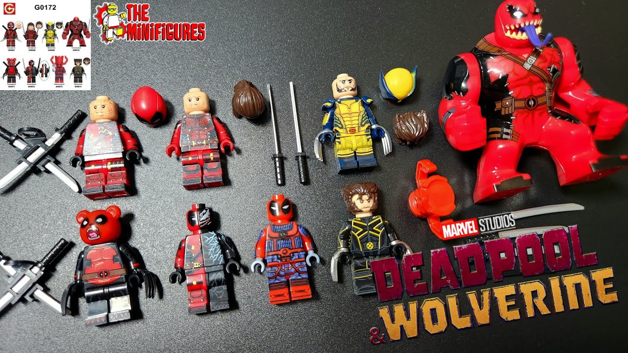 New Unofficial Lego Deadpool & Wolverine Movie Minifigures by G0172 Brand | Deadpool | Wolverine