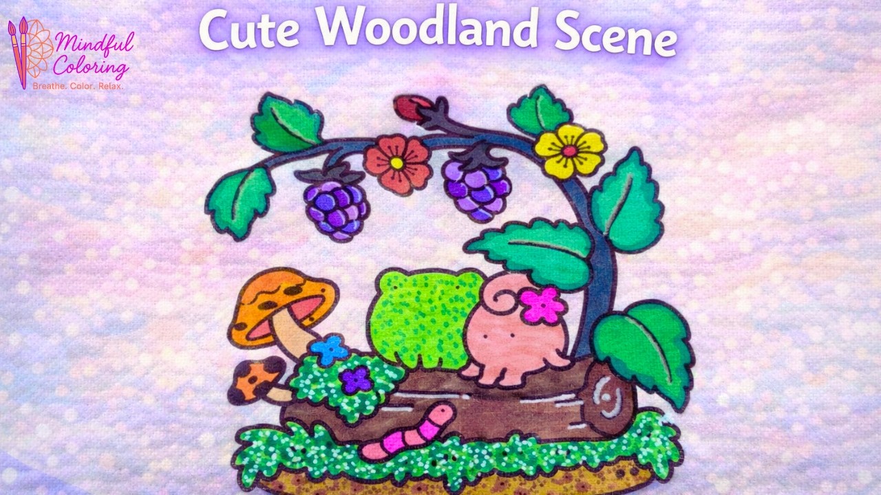 Oddly Satisfying Forest Coloring 🐸🍇 Cute Nature Scene #coloring #relaxing #satisfying 