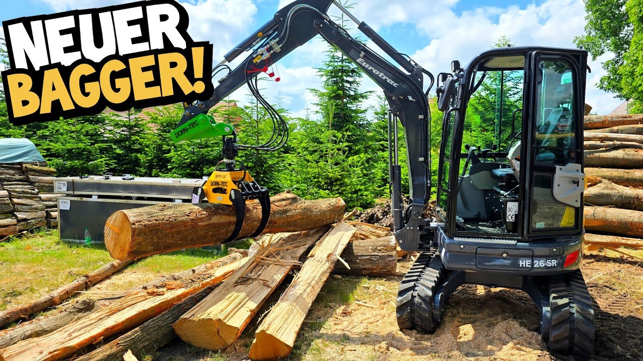 MEIN NEUER BAGGER! | Brennholz machen mit Bagger und SÄGESPALTAUTOMAT | Eurotrac HE26 SR | Mr. Moto