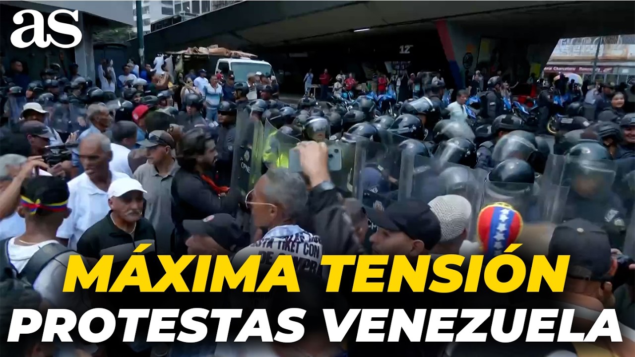 PROTESTAS VENEZUELA: Enfrentamientos VIOLENTOS entre POLIC&Iacute;A y TRABAJADORES por la SUBIDA DE SUELDOS