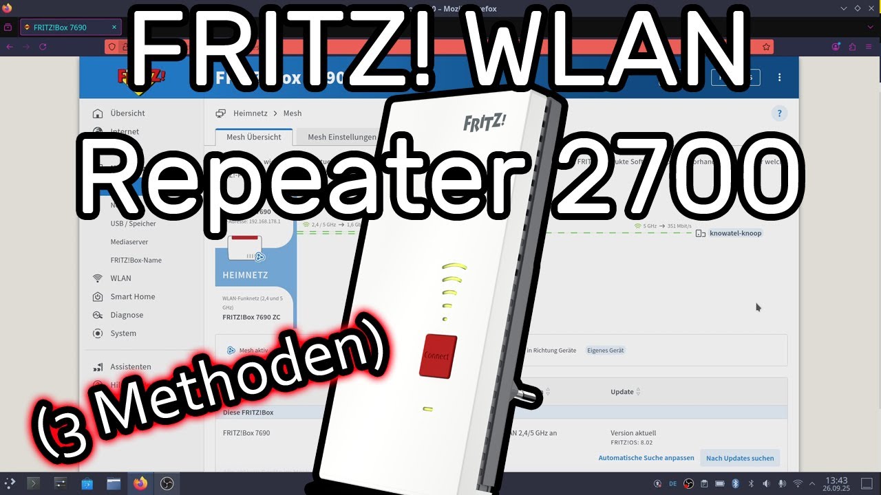 Fritz WLAN Repeater 2700 einrichten und mit Fritzbox verbinden (WLAN-Brücke, LAN-Brücke, WPS, Mesh)