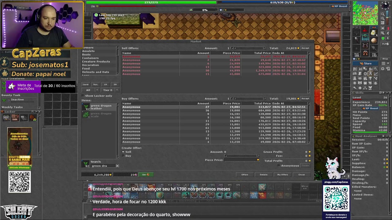 Sua noite começa aqui!!! - Live - Tibia - Boss e Hunt 28 de Janeiro- EK/MS - Yonabra/Belobra